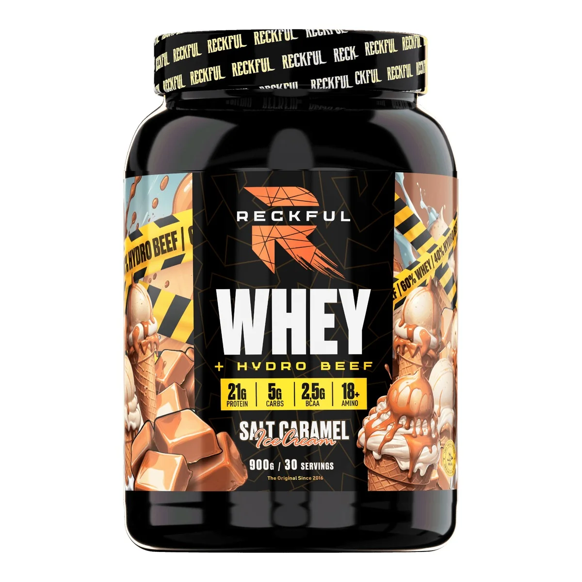Протеин Reckful Whey+Beef protein 900g (Соленая карамель)