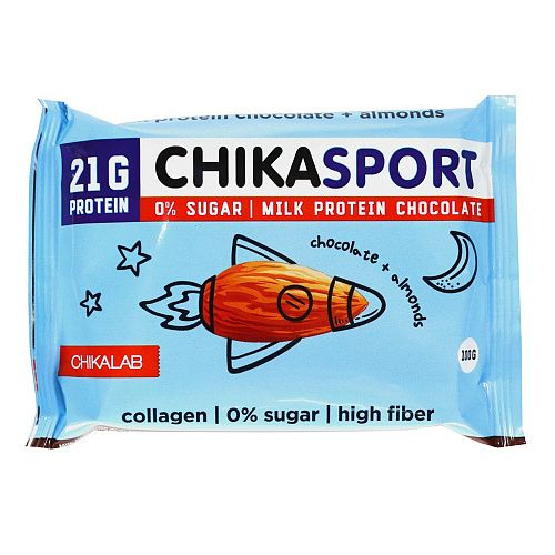 Молочный шоколад CHIKALAB 100г (Белый шоколад с миндалем)