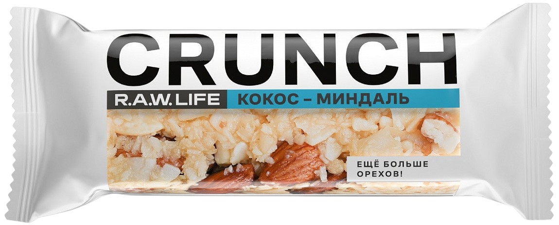 R.A.W. LIFE CRUNCH Батончик ореховый 30гр (Кокос Миндаль)